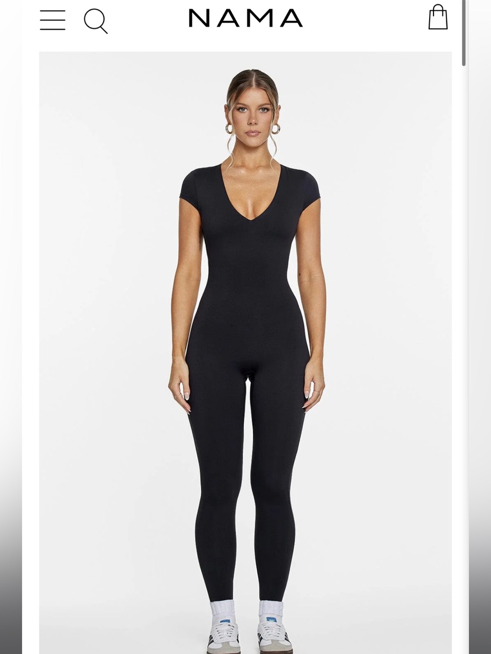 NAMA Black Short-Sleeve V-Neck Jumpsuit
